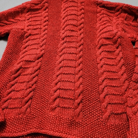 Hand Knit Cable Knit Wool Cardigan Sweater Cardigan Hand Knit Vtg - Picture 9 of 15